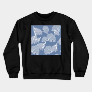 Woolly Mammoth and Woolly Rhino on Ice Blue background Crewneck Sweatshirt